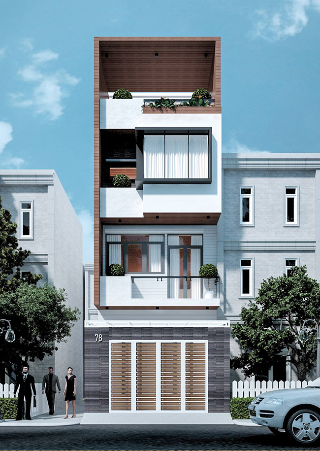 bản vẽ thiết kế nhà phố 3.5 tầng 4x12.5m
