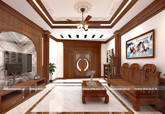 nội thất gỗ tự nhiên phong cách bán cổ điển