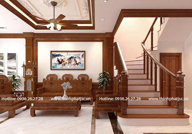 nội thất gỗ tự nhiên phong cách bán cổ điển
