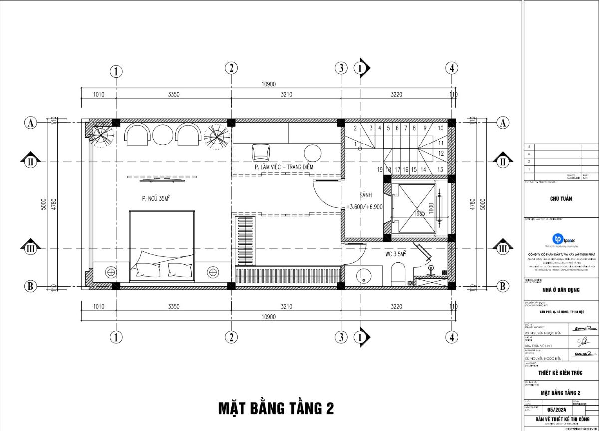 thiết kế nhà phố 50m2 5 tầng 1 tum 