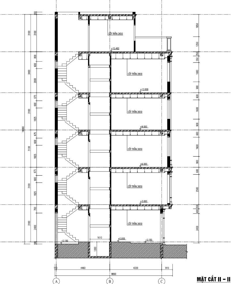 bản vẽ thiết kế nhà phố 42m2 x 5 tầng 1 tum 