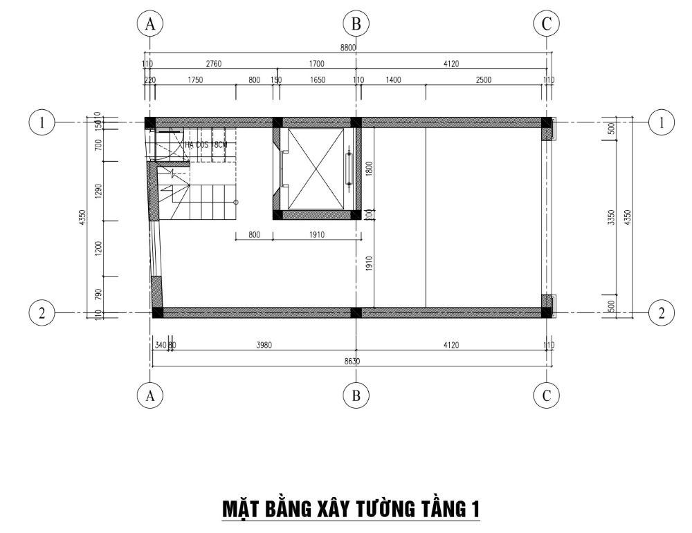 bản vẽ thiết kế nhà phố 42m2 x 5 tầng 1 tum 