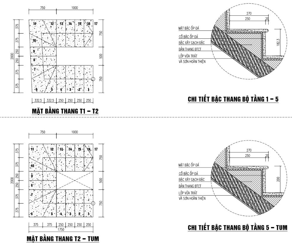 bản vẽ thiết kế nhà phố 42m2 x 5 tầng 1 tum 