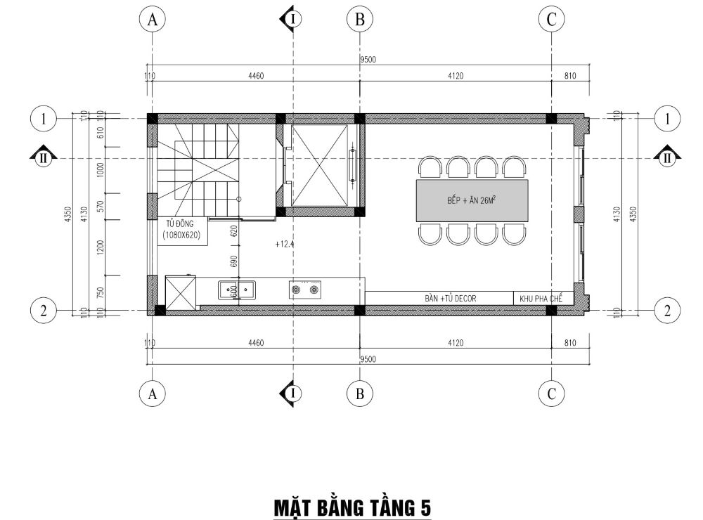 bản vẽ thiết kế nhà phố 42m2 x 5 tầng 1 tum 