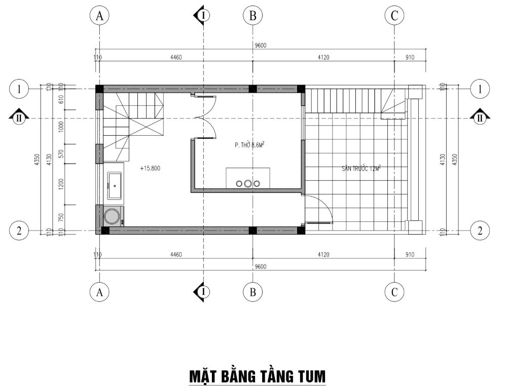 bản vẽ thiết kế nhà phố 42m2 x 5 tầng 1 tum 