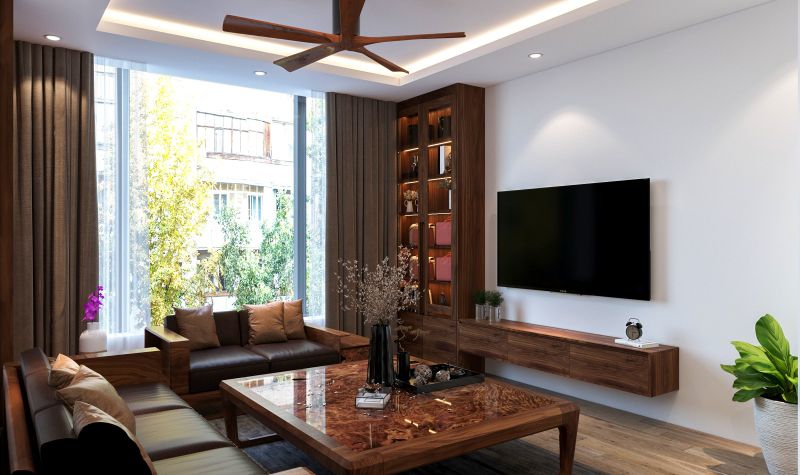 nội thất nhà phố 37m2-khách bếp