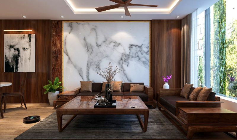 nội thất nhà phố 37m2-khách bếp