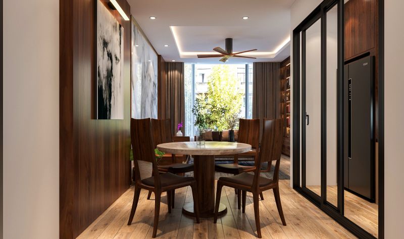 nội thất nhà phố 37m2-khách bếp