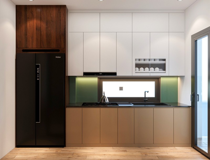 nội thất nhà phố 37m2-khách bếp