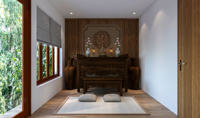 nội thất nhà phố 37m2-phòng thờ