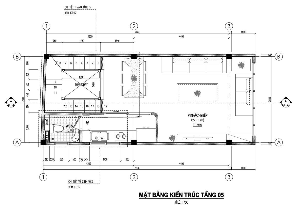 thiết kế nhà 37m2 5 tầng 1 tum-kim mã-mặt bằng