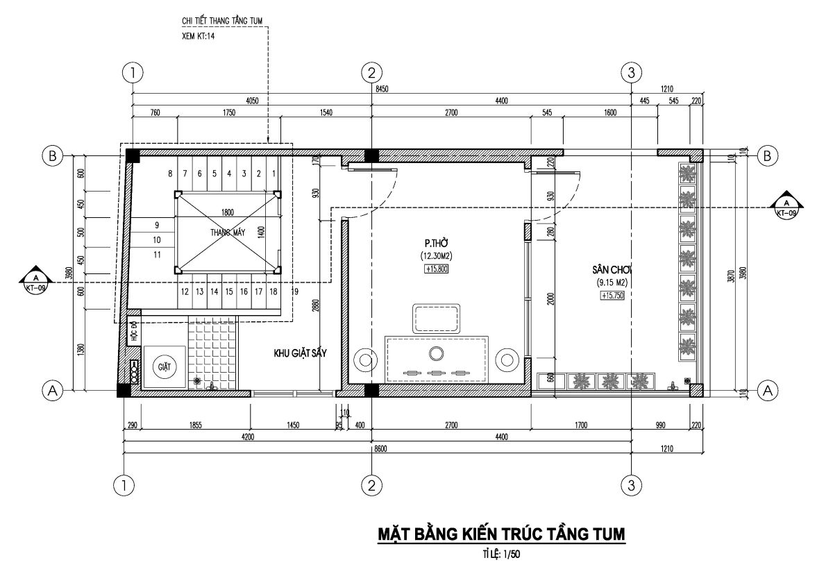 thiết kế nhà 37m2 5 tầng 1 tum-kim mã-mặt bằng