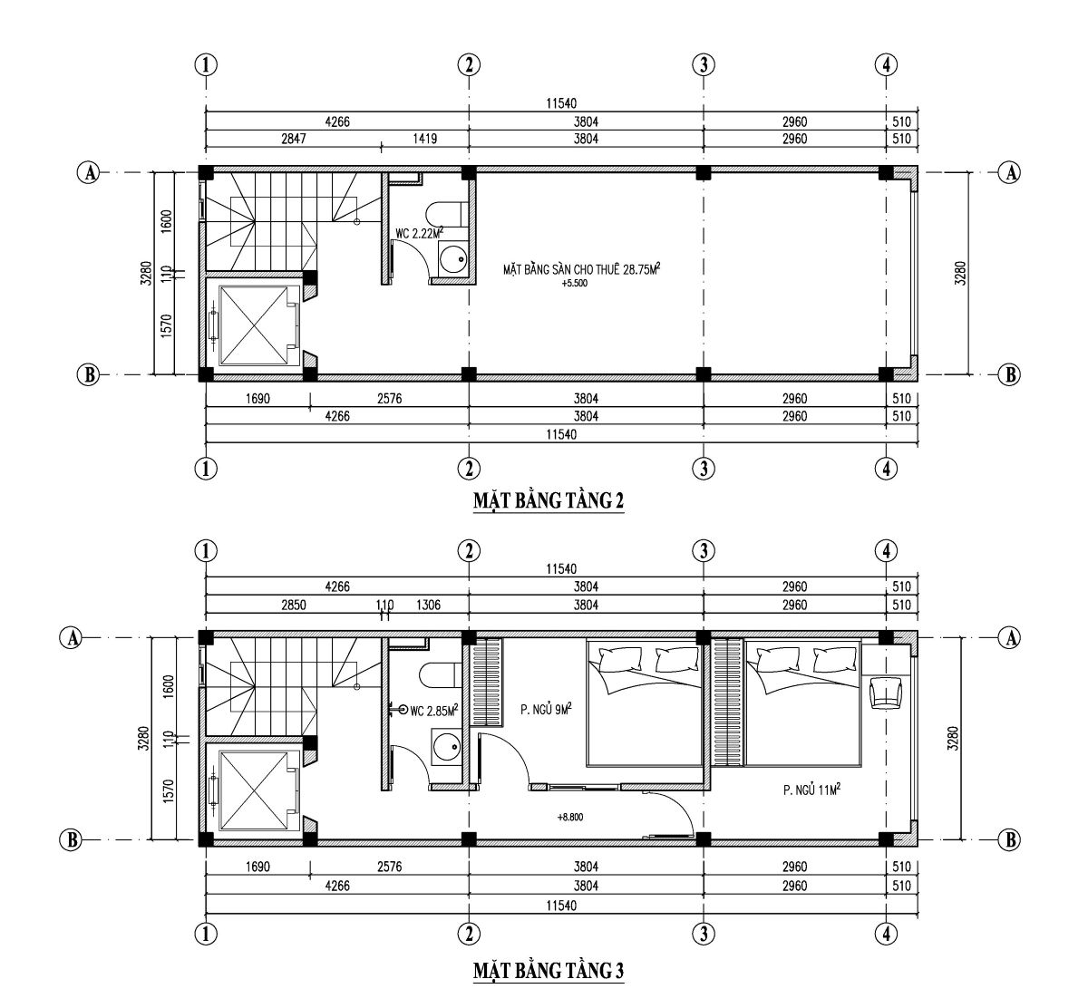 thiết kế nhà ở kết hợp cho thuê 40m2