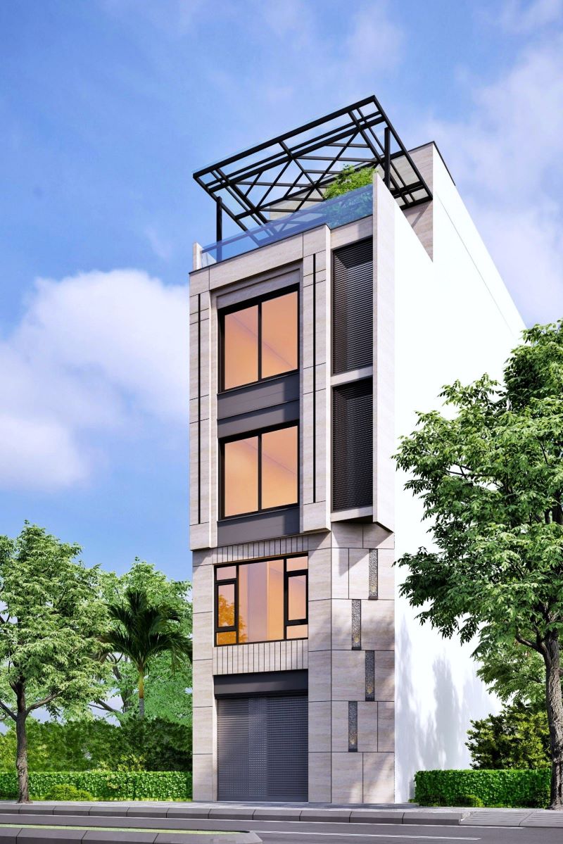 thiết kế nhà phố 4 tầng 1 tum