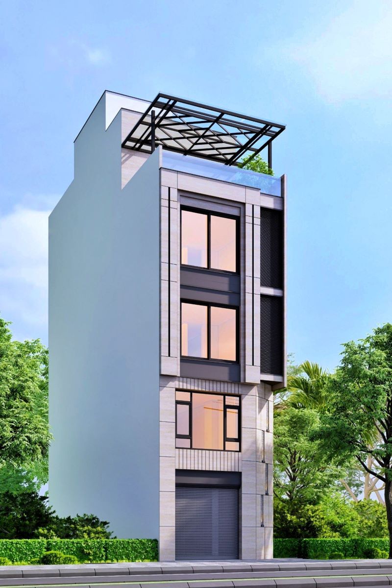 thiết kế nhà phố 4 tầng 1 tum