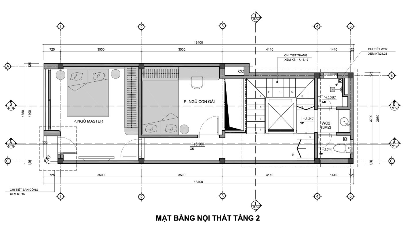 Bản vẽ thiết kế nhà phố 53m2-mặt bằng công năng