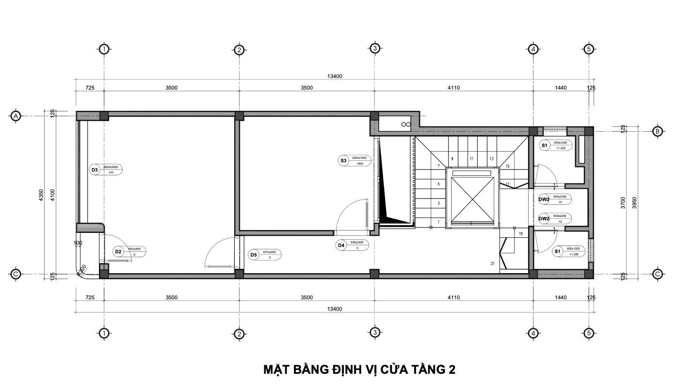 Bản vẽ thiết kế nhà phố 53m2-mặt bằng cửa
