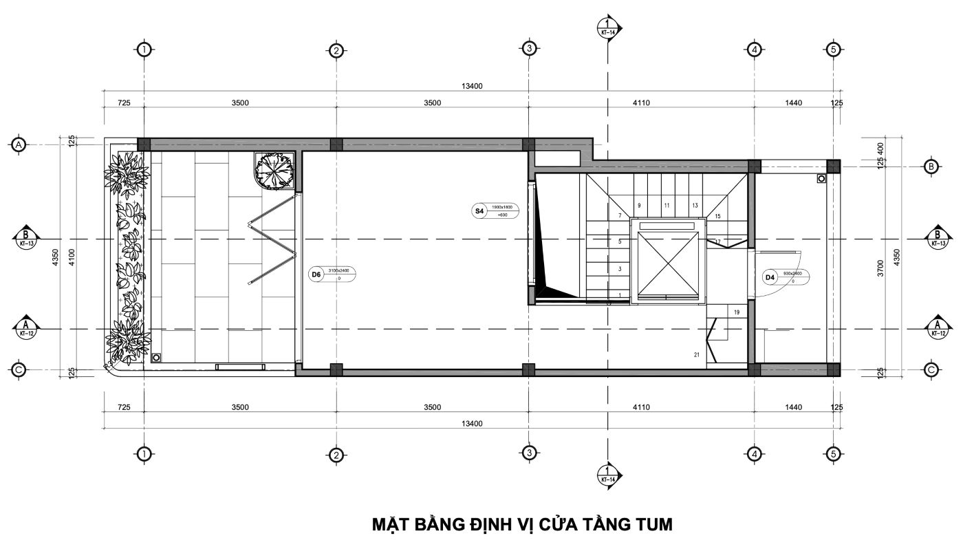 Bản vẽ thiết kế nhà phố 53m2-mặt bằng cửa