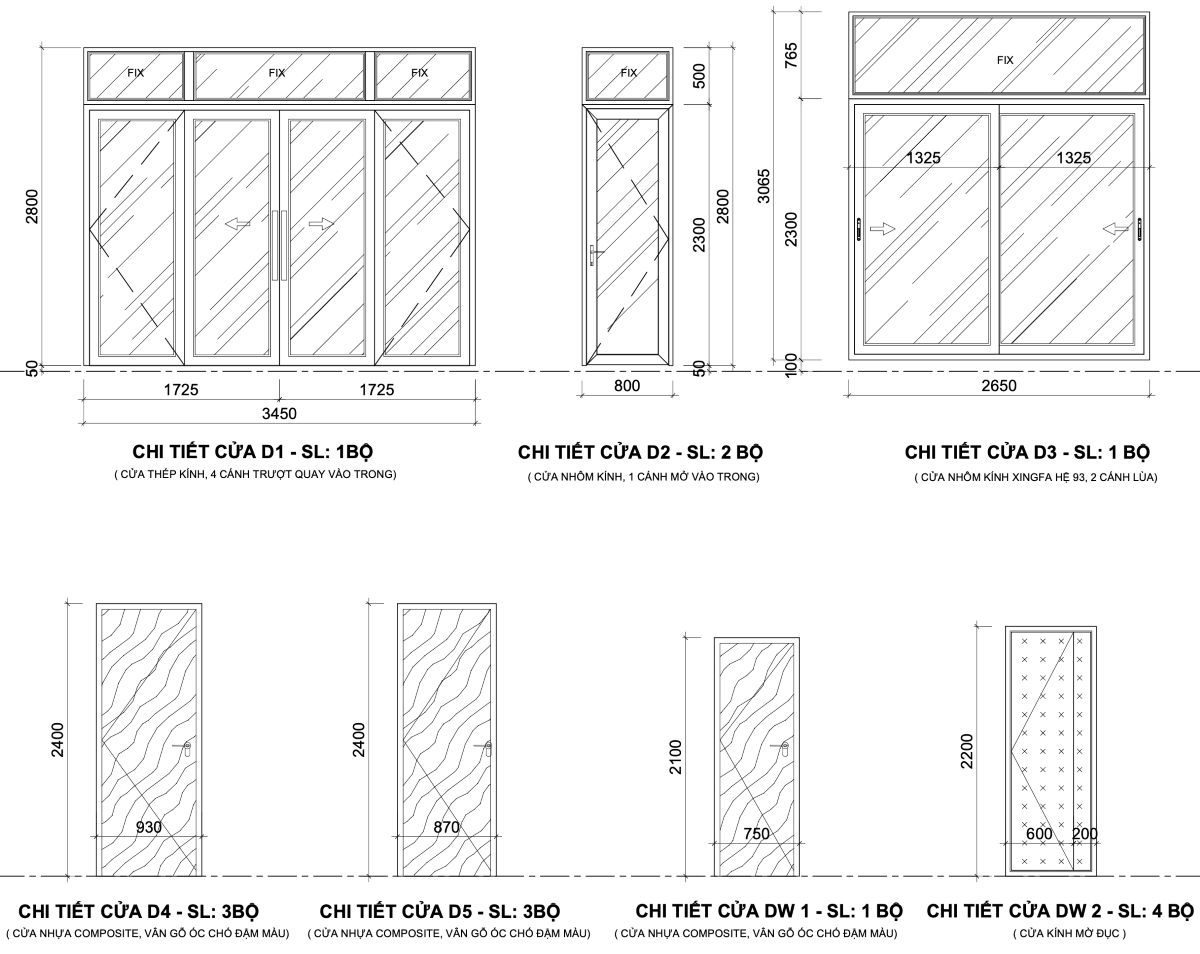 Bản vẽ thiết kế nhà phố 53m2-mặt bằng cửa