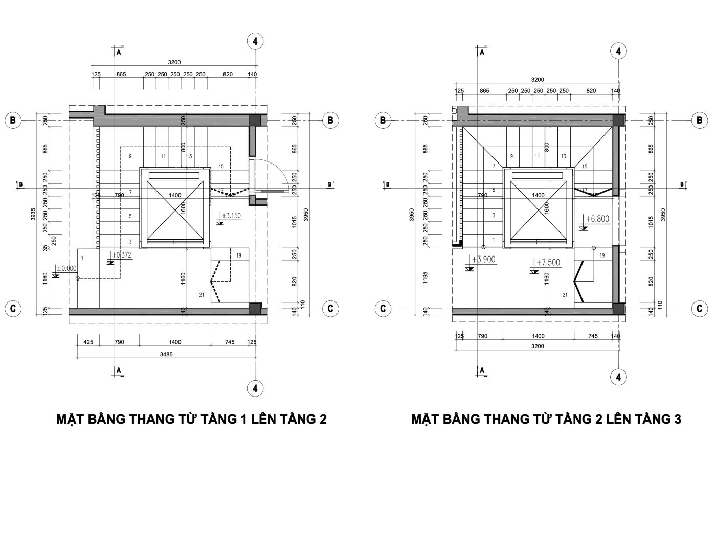 Bản vẽ thiết kế nhà phố 53m2-thang bộ và wc