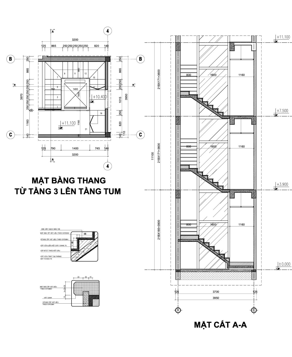 Bản vẽ thiết kế nhà phố 53m2-thang bộ và wc