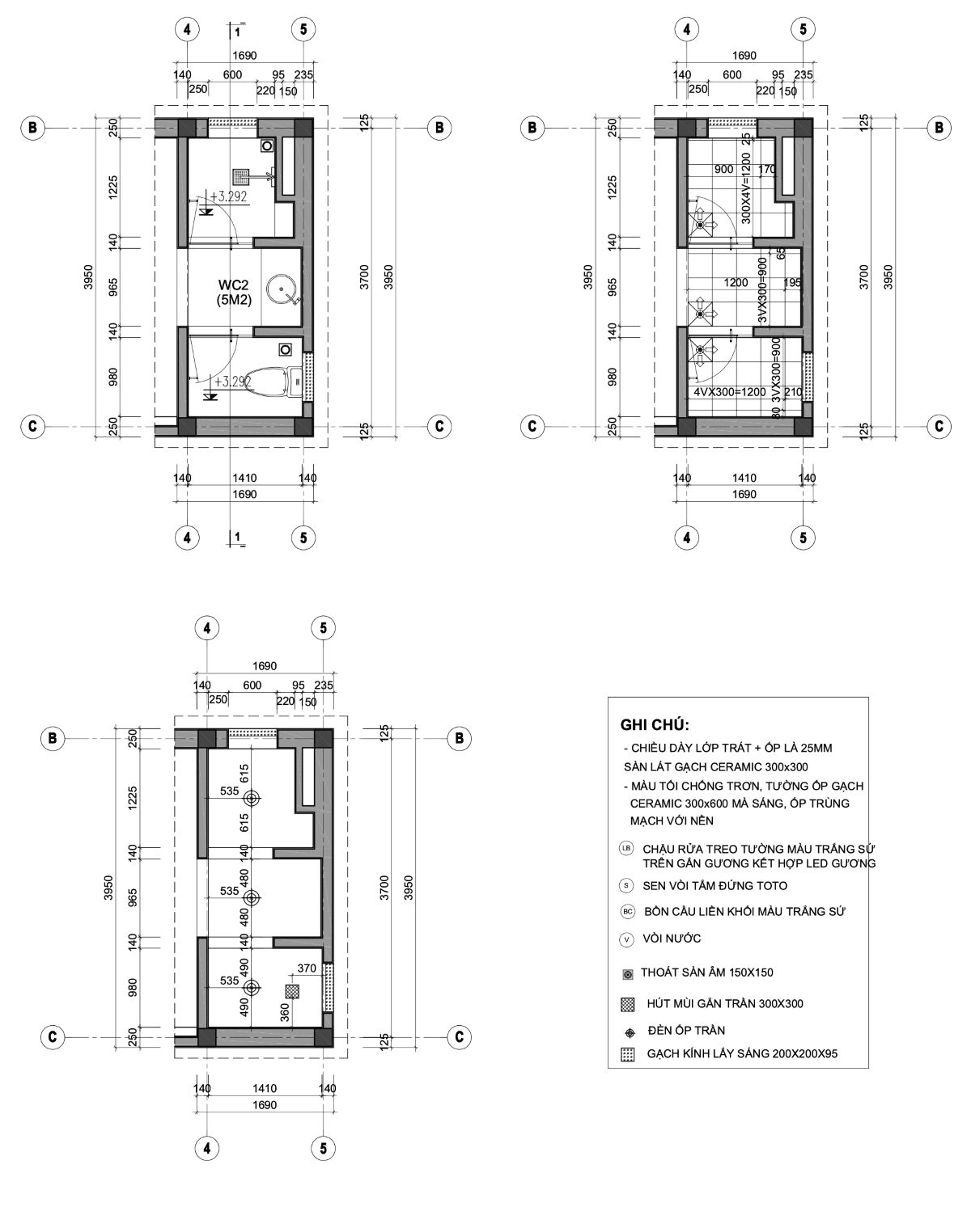 Bản vẽ thiết kế nhà phố 53m2-thang bộ và wc