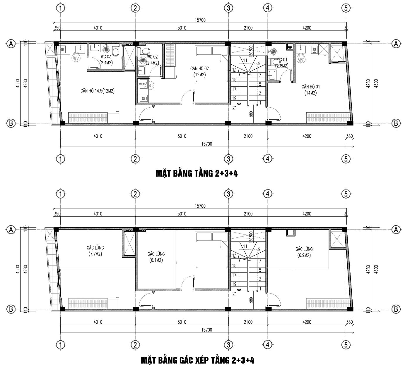bản vẽ nhà trọ cho thuê 70m2