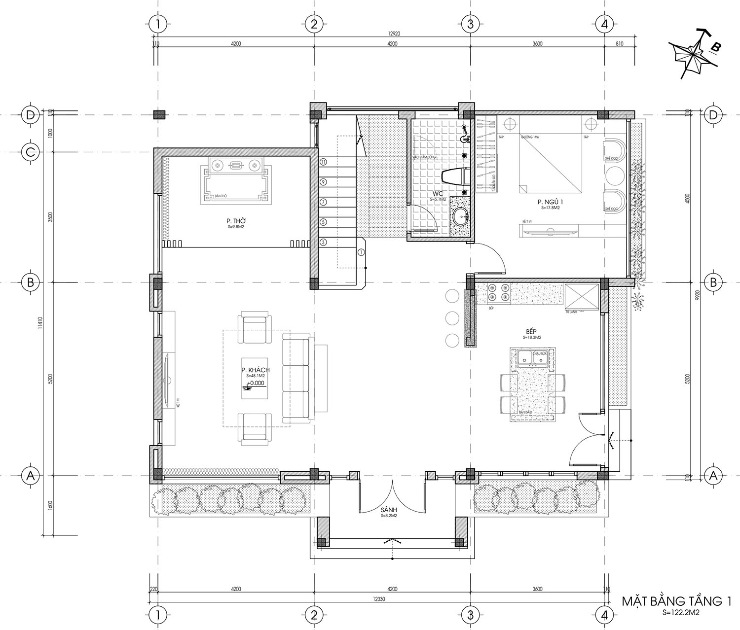 Bản Vẽ Nhà 2 Tầng Mái Chéo 120M2 | Xây Dựng Thịnh Phát