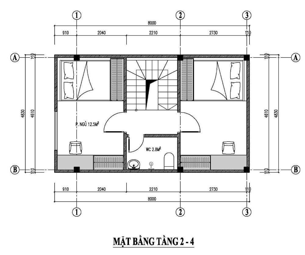 bản vẽ thiết kế nhà 35m2 làm nhà trọ cho thuê (1)
